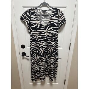 Ellen Tracy pullover A line V neck animal‎ print midi dress Size XL